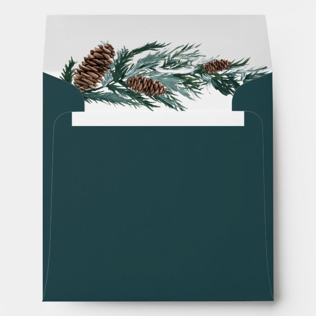 Winter Nature | Watercolor Pine Cone Square Envelope (Back (Bottom))