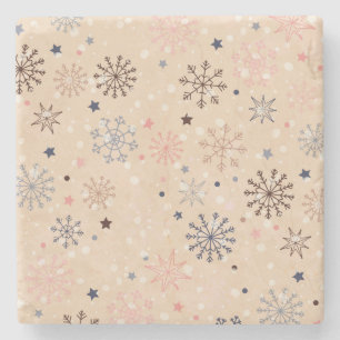 Winter neutrals snowflakes stone coaster