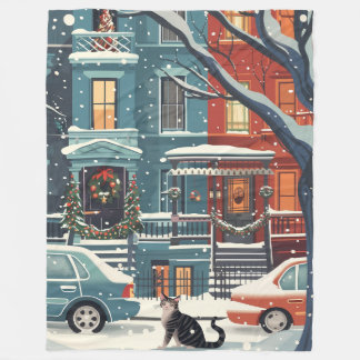 Winter New York city retro Fleece Blanket