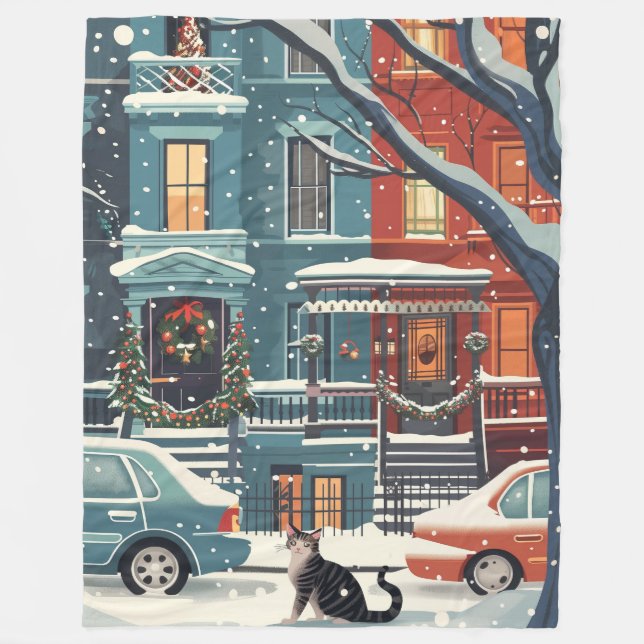 Winter New York city retro  Fleece Blanket (Front)
