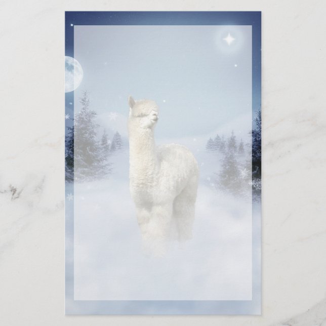 Winter Night Alpaca Stationery (Front)