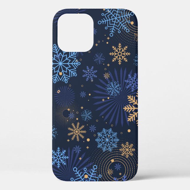 Winter Night: Blue Snowflake Pattern. Case-Mate iPhone Case (Back)