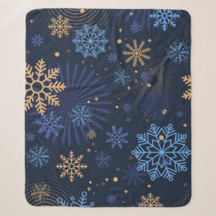 Winter Night: Blue Snowflake Pattern. Sherpa Blanket