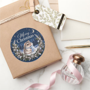 Winter Night Christmas Hamster Sticker