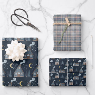 Winter Night Christmas Wrapping Paper Sheet