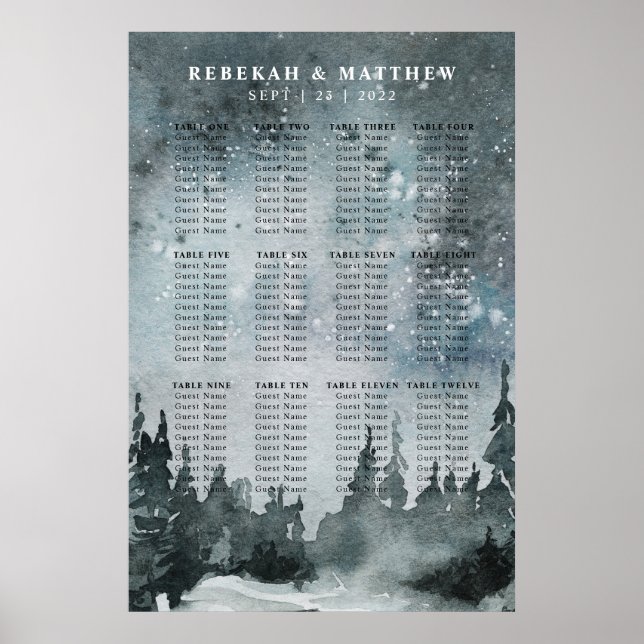 Winter Night Forest Wonderland Seating Chart (Front)
