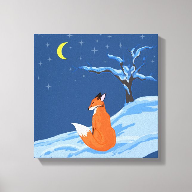 Winter Night Fox Canvas Print (Front)