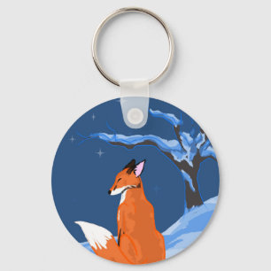Winter Night Fox Keychain