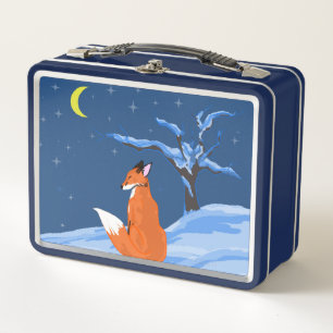 Winter Night Fox Metal Lunch Box