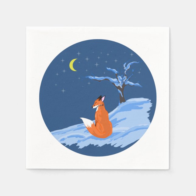 Winter Night Fox Napkin (Front)