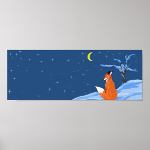 Winter Night Fox Poster