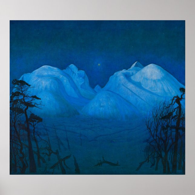 Winter Night in the Mountains Poster (Front)