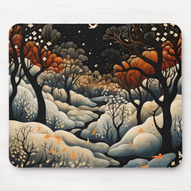 Winter Night Landscape Mouse Pad (Front)