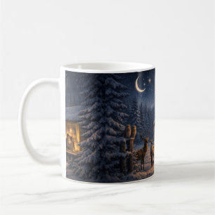 Winter Night Love Cabin – Peaceful  Coffee Mug