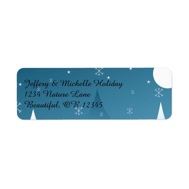 Winter Night Moon and Snowflakes Address Labels (Front)