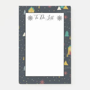 Winter Night Snowflakes Little Houses To Do List Post-it Notes