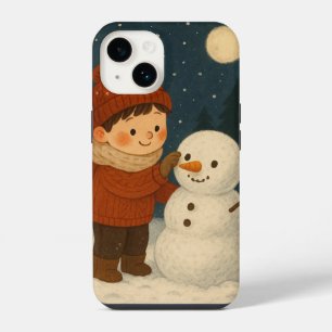 Winter Night Snowman Fun iPhone 14 Case
