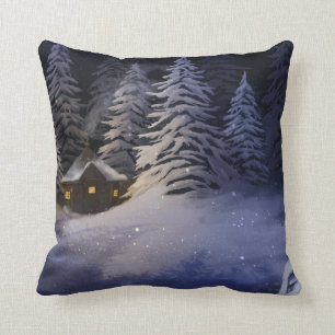 Winter Night Throw Pillow