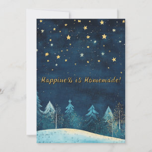 Winter Night Watercolor Christmas Season Holiday Card