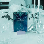 Winter Night Wedding Table Number<br><div class="desc">This romantic navy-blue table number is perfect for a winter wedding. The card prints on the front and back (double-sided). Items are printed exactly as they appear on your screen when you add to cart,  so personalize and add each table number that you need to your cart individually.</div>