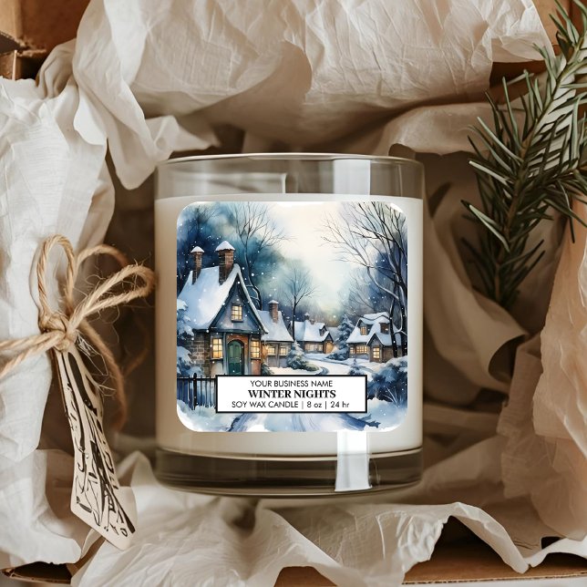 Winter Nights Candle | Cozy Christmas Cottage Square Sticker (Creator Uploaded)