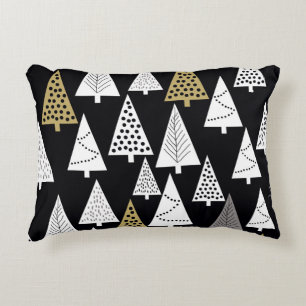 Winter Nights: Gold-Silver Trees. Accent Pillow