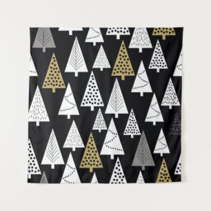 Winter Nights: Gold-Silver Trees. Tapestry