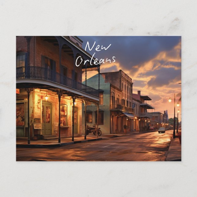 "Winter Nights in New Orleans" postcard. Holiday Postcard (Front)