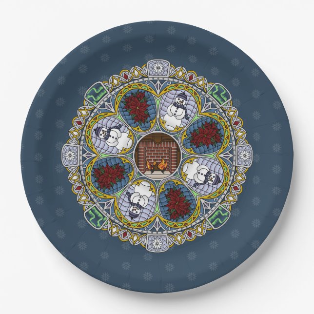 Winter Nouveau Paper Plate (Front)