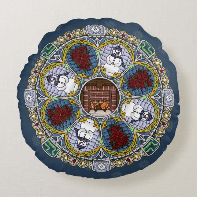 Winter Nouveau Round Pillow (Front)