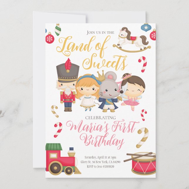 Winter Nutcracker Birthday Invitation (Front)