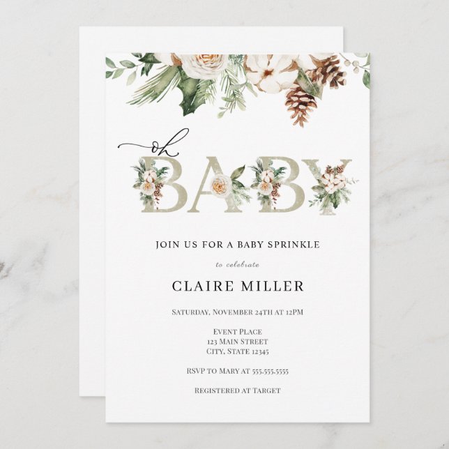 Winter Oh Baby Sprinkle Invitation (Front/Back)