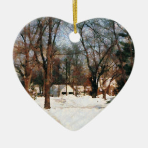 Winter on My Street Ceramic Ornament