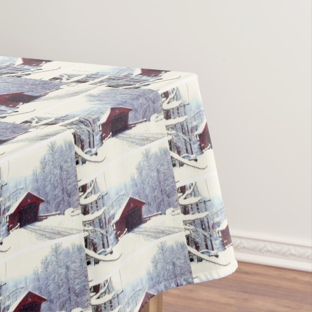 WINTER ON THE COVERED BRIDGE  TABLECLOTH (In Situ)