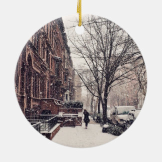 Winter On The Upper West Side Ceramic Ornament
