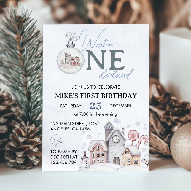 Winter Onderland Boy 1st Birthday Invitation (Creator Uploaded)