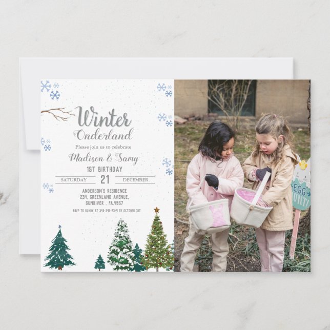Winter onderland Christmas Birthday party Invitation (Front)