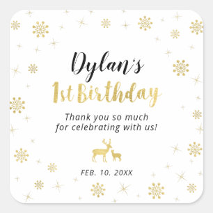 Winter onderland, Custom Gold 1st Birthday sticker