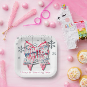 Winter Onderland Girl 1st. Birthday Party Paper Plate