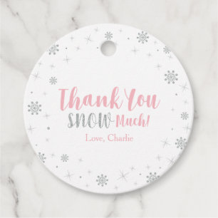 Winter onderland, Silver & Pink 1st Birthday Party Favour Tags