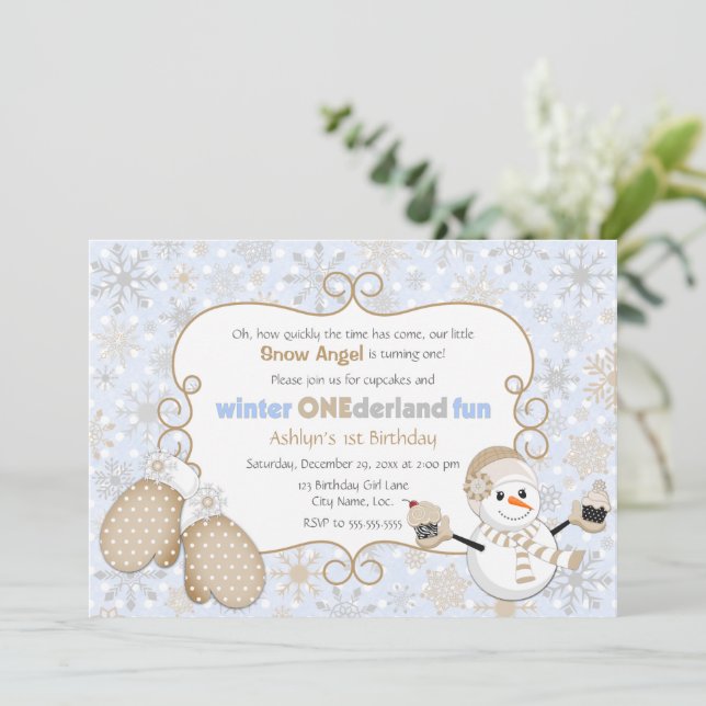 Winter One-derland 1st Birthday Invitation (Standing Front)