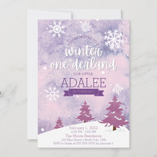 Winter One-derland 1st Birthday Party Invitation (Front)