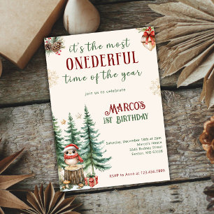 Winter Onederful Christmas 1st Birthday Party Invitation