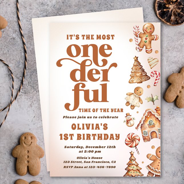 Winter Onederful Christmas Cookie Birthday Party Invitation (Creator Uploaded)