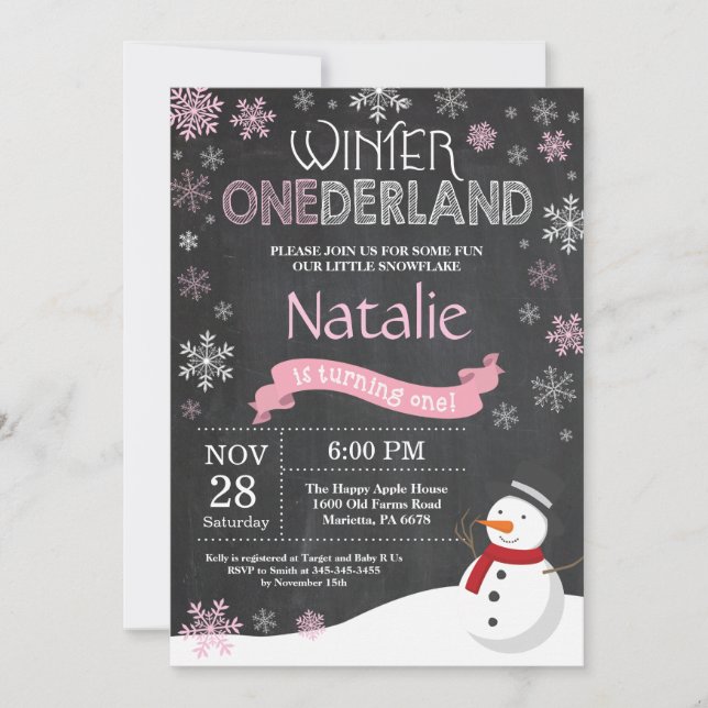 Winter Onederland 1er Anniversaire Invitation (Devant)