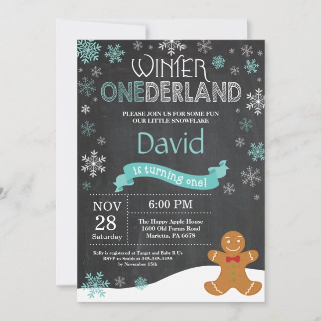 Winter Onederland 1er Anniversaire Invitation (Devant)