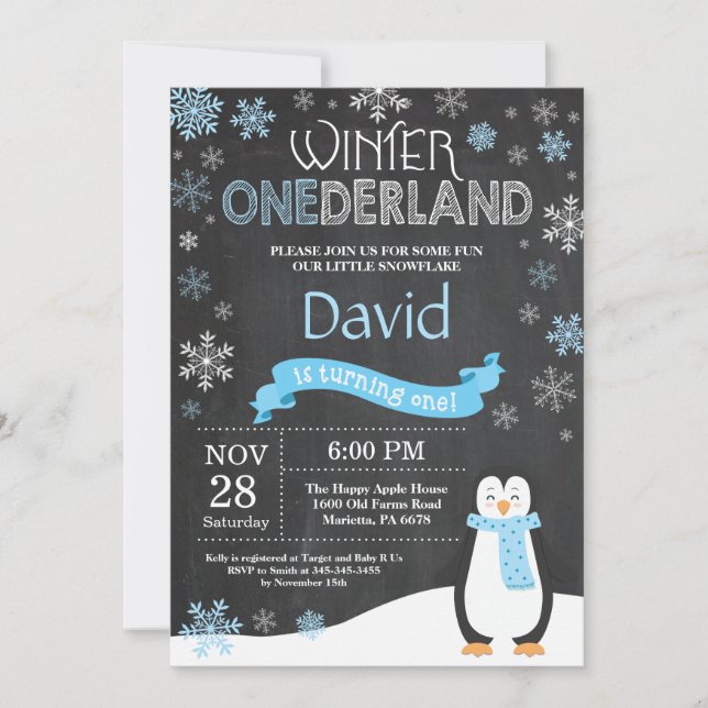 Winter Onederland 1er Anniversaire Invitation (Devant)