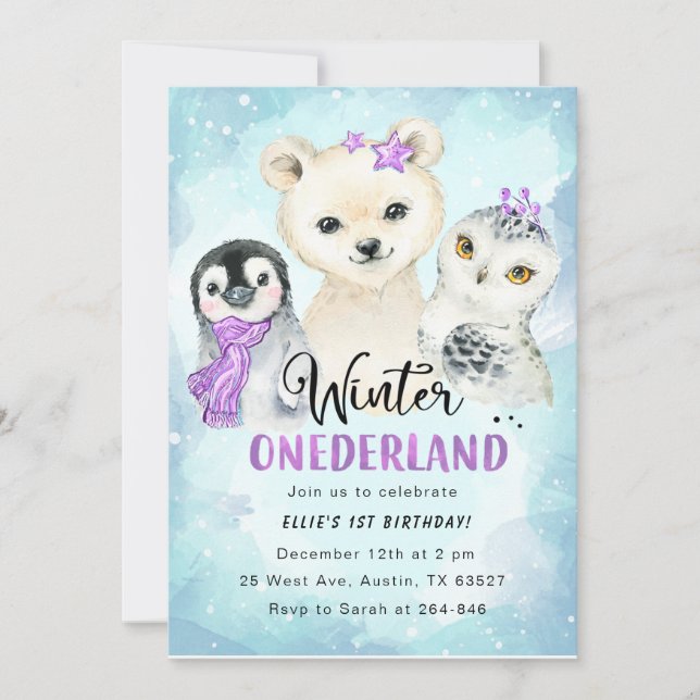 Winter Onederland 1er Anniversaire Invitation (Devant)