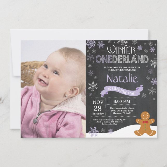 Winter Onederland 1er Anniversaire Invitation (Devant)
