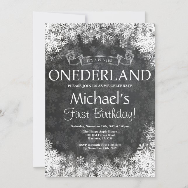 Winter Onederland 1er Anniversaire Invitation (Devant)